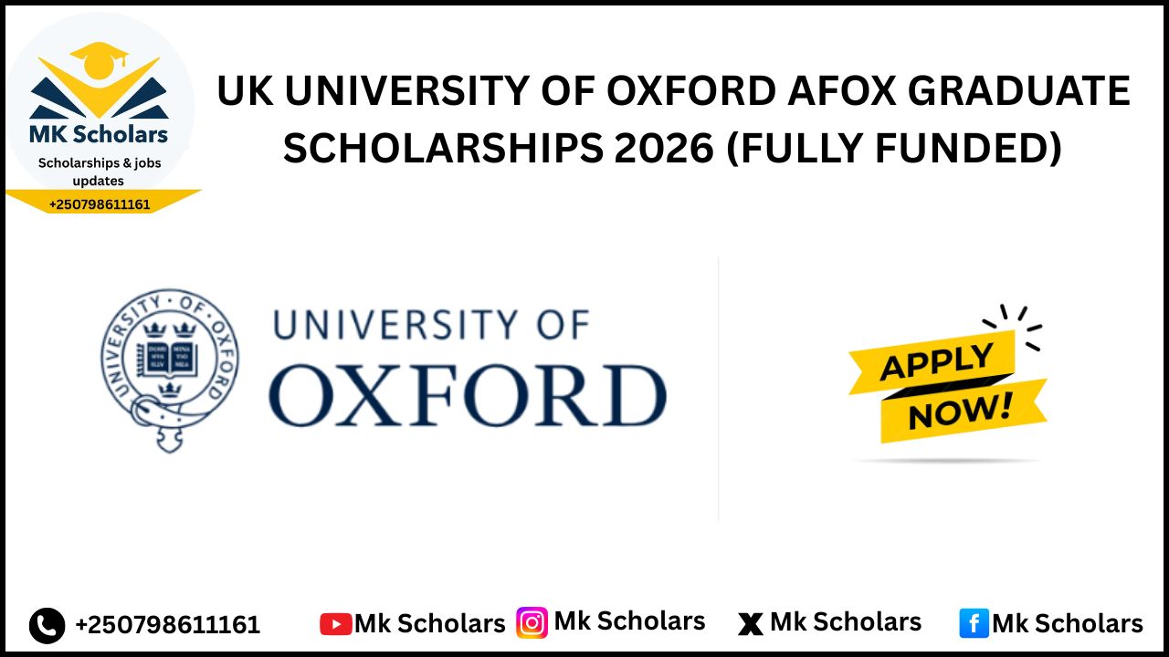 UK UNIVERSITY OF OXFORD AFOX GRADUATE SCHOLARSHIPS 2026 (FULLY FUNDED)