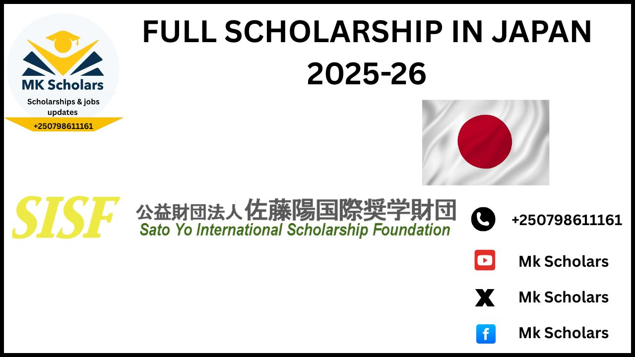 2025 SCHOLARSHIP IN JAPAN, (SATO YO INTERNATIONAL SCHOLARSHIP FOUNDATION (SISF)).
